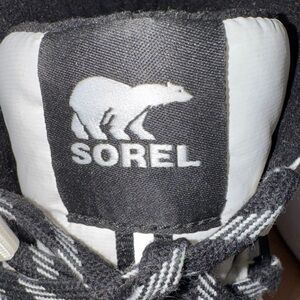 Sorel Black and White Lace-Up Boots